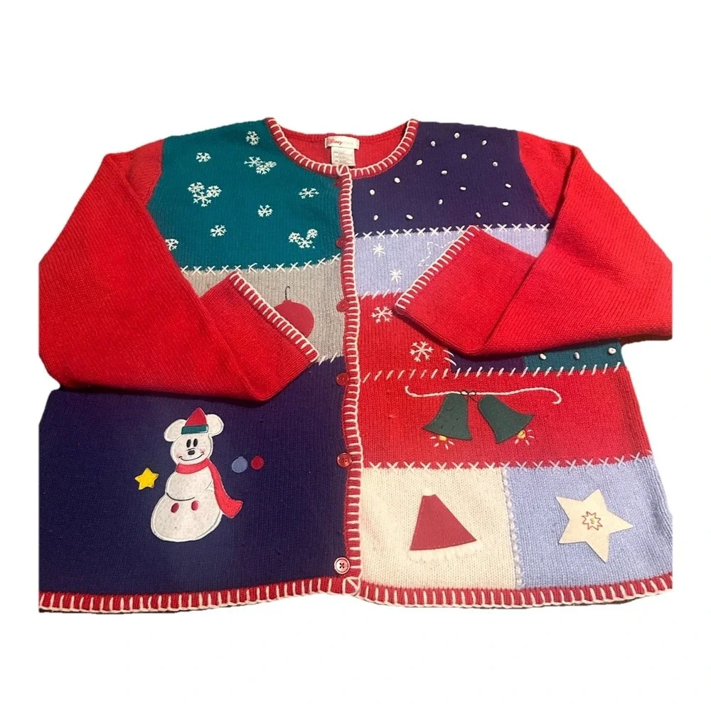 Vintage Disney Women's Christmas Cardigan‎ Sweater XXL 2XL RARE Storybook